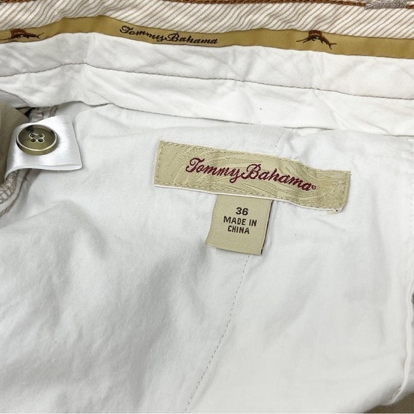 TOMMY BAHAMA Men’s Pleated Front 100% Silk Beige Shorts 10” Inseam Size 36 - Picture 6 of 8